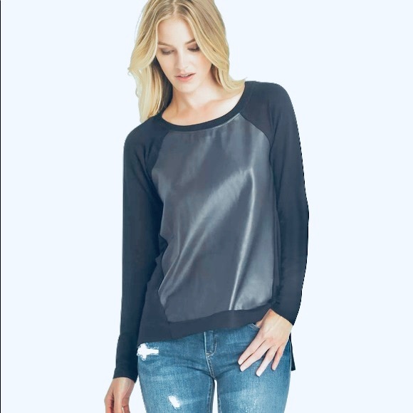 Michael Stars leather contrast T-shirt